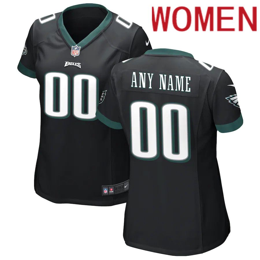 Women Philadelphia Eagles Nike Black Alternate Custom Game NFL Jersey->women nfl jersey->Women Jersey